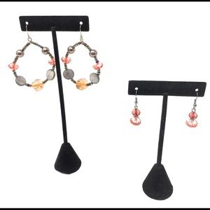 Beaded Hoop Earrings & Dangle Glass Earring Set